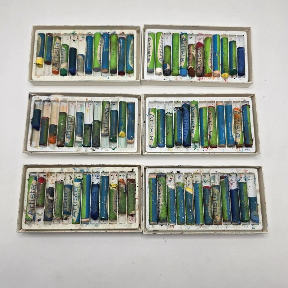 Binney & Smith Artista Oil Pastels 12 Vivid Colors Vintage Art Supplies Lot of 6